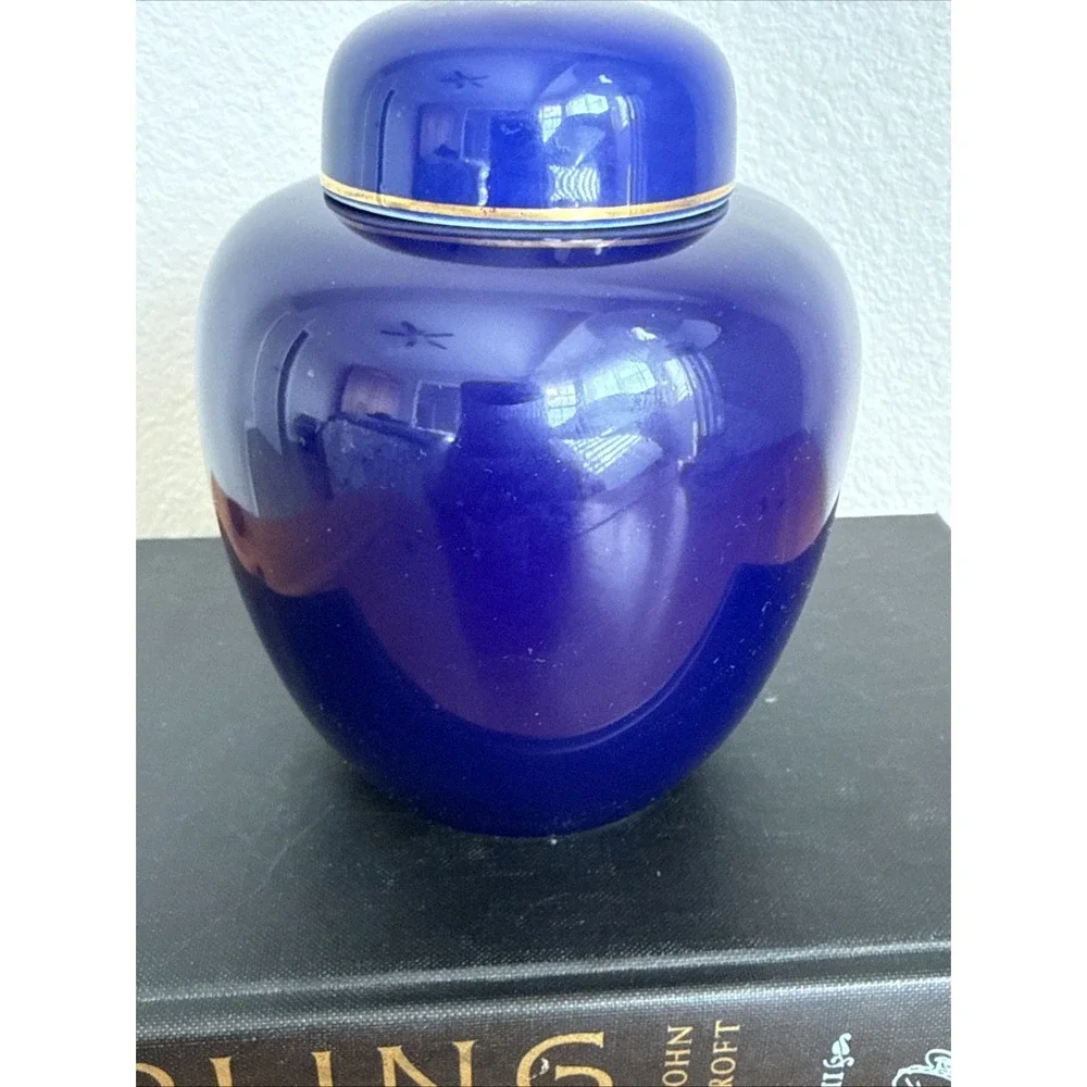 Vintage Asian Cobalt Blue Gold Oriental 5